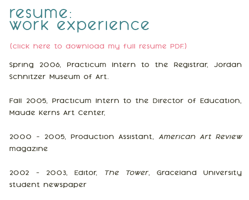Resume - work experience